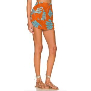 NWT Solid & Striped The Hayden Skirt Leaf Motif Eyelet Orange Blue XS